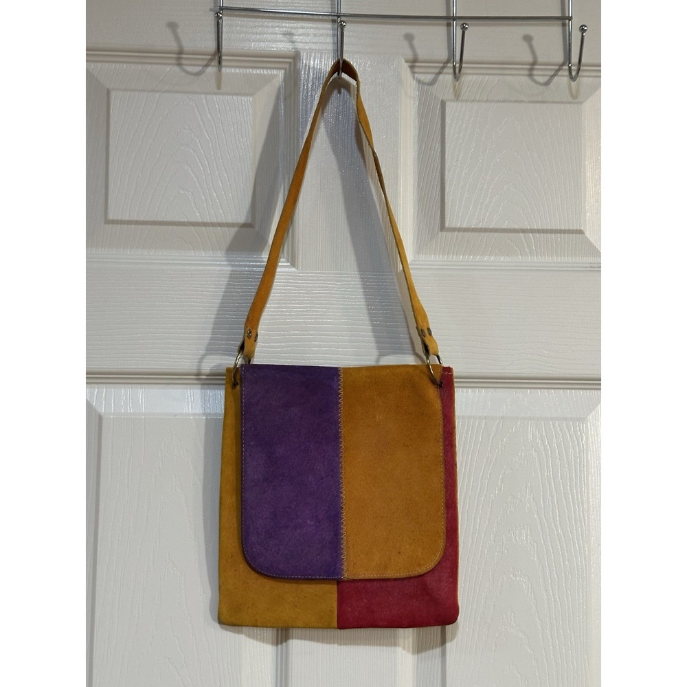 Vintage Multi Color Suede Shoulder Bag